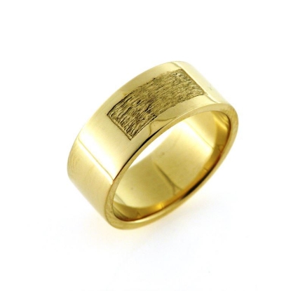 Billede af Ring, plade/båndring med udfræset mønster 14 kt. guld