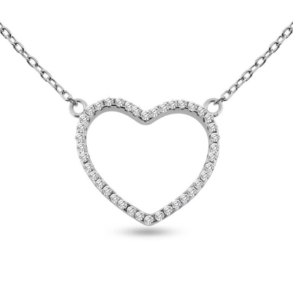 Billede af By Pind halskæde sølv rhodineret hjerte med zirkoniasten