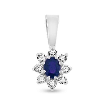 Billede af Sapphire Devotion vedhæng i 14 kt. hvg. m. safir og brillanter