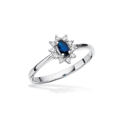 Billede af Diana ring roset 0,11 H-W/SI-safir 14 kt.