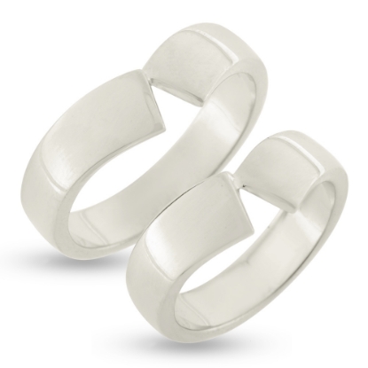 Billede af Vielses & Forlovelses ringe, forskudt 925s
