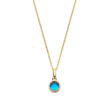 Billede af Spirit Icons Euphoria halskæde blå agat forgyldt sølv m. cz (45 cm)