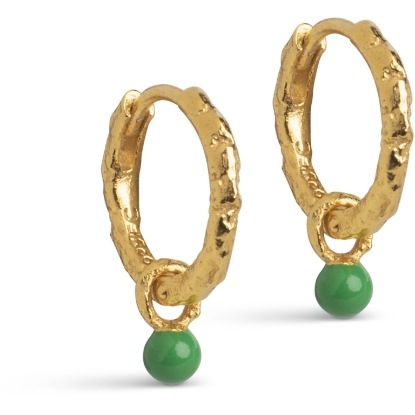 Billede af ENAMEL Copenhagen Belle Grass Green hoops forgyldt sølv (13mm)