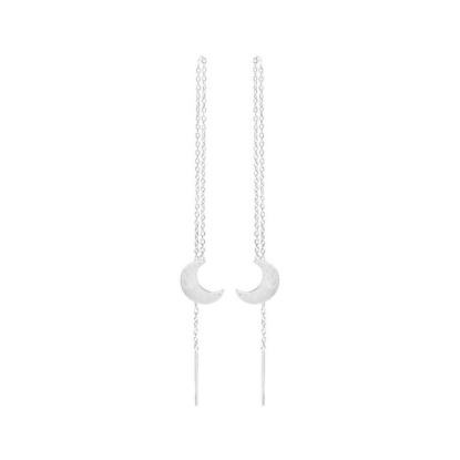 Billede af Susanne Friis Bjørner øreringe Måne i kæde sølv