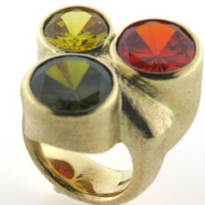 Billede af Ring massiv 3 facet stene, 14 kt. 