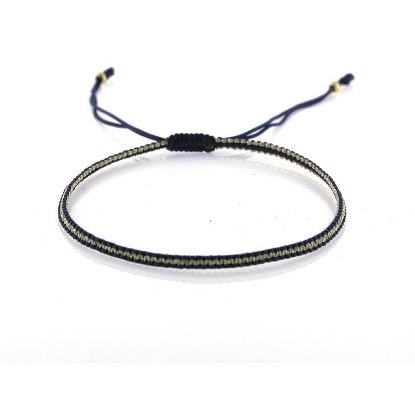 Billede af By Pind Colorful knyttet armbånd mørkeblå og guldfarvet med sølv forgyldte kugler