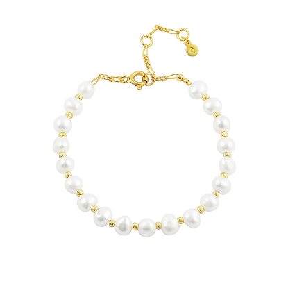 Billede af Hultquist Arabella Armbånd perle sølv forgyldt (18+3 cm)