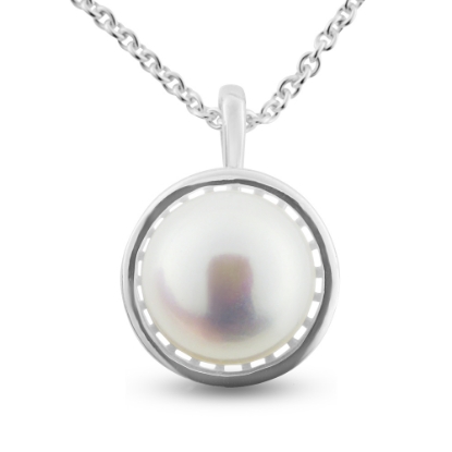 Billede af By Pind halskæde sølv med med ferskvandsperle (45 cm)