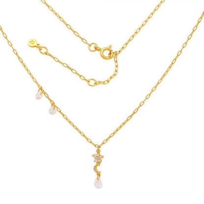 Billede af Hultquist Stella halskæde forgyldt sølv m. cz (38+5cm)