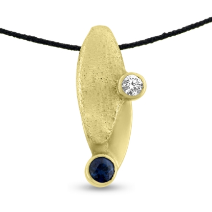 Billede af Vedhæng brill. 0,10 w/vs., safir 4 mm. 0,30 ct. 14 kt.