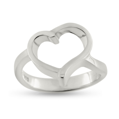 Billede af Ring hjerte, åbent hjerte, 925s (hjertering)