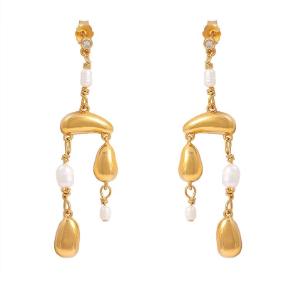 Billede af Hultquist Pebble Grande øreringe forgyldt sølv m. cz + fvp