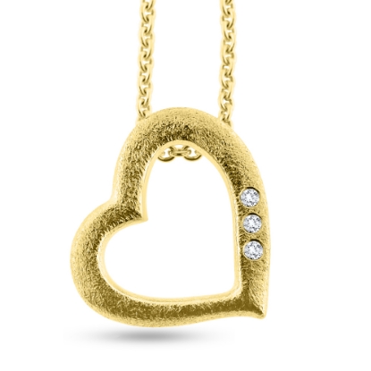 Billede af Vedhæng hjerte, 3* brill. a 0,01 w/vs. åbent massivt 8 kt. 