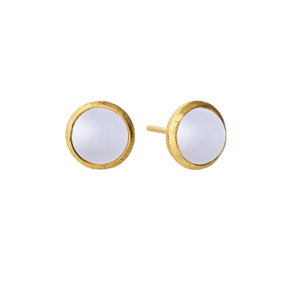 Billede af Susanne Friis Bjørner Ørestik sølv forgyldt cabochon calcedon 10mm