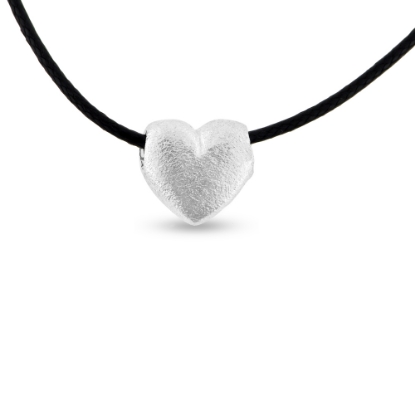 Billede af Vedhæng hjerte, massivt, hul til kæde, 925s.overflade grov sand.