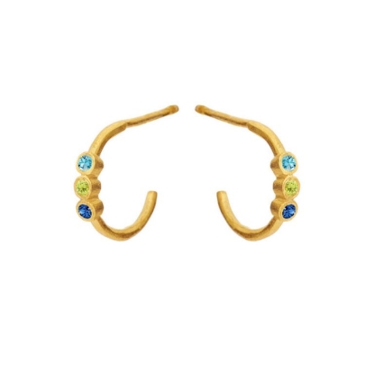 Billede af Susanne Friis Bjørner Creol sølv med zirkoniasten i blå og grøn