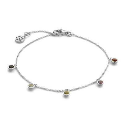 Billede af Spirit Icons Sky armbånd 14kt. hvidguld m. multifarvede sten 19cm