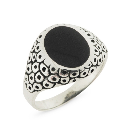 Billede af By Pind herrering m åben bund sølv m. sort  onyx