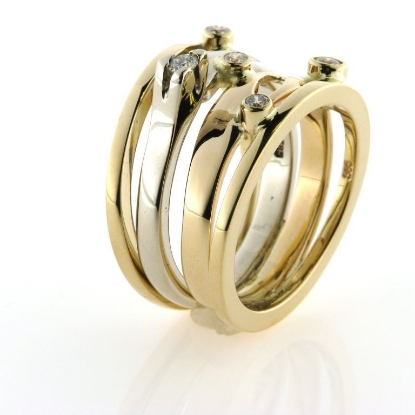 Billede af Ring fattet med brill. 14 kt. + 14 kt. hvg.