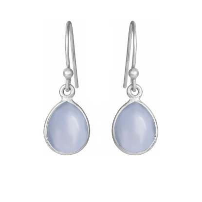 Billede af Susanne Friis Bjørner Ørering sølv dråbe med calcedon