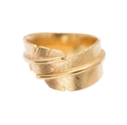 Billede af Heiring Feather ring mellem sølv forgyldt str. 54