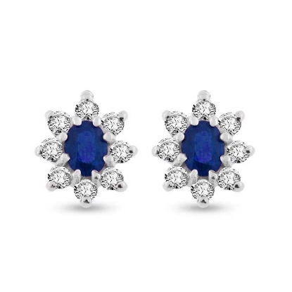 Billede af Sapphire Devotion øreringe i 14 kt. hvg. m. safir og brillanter