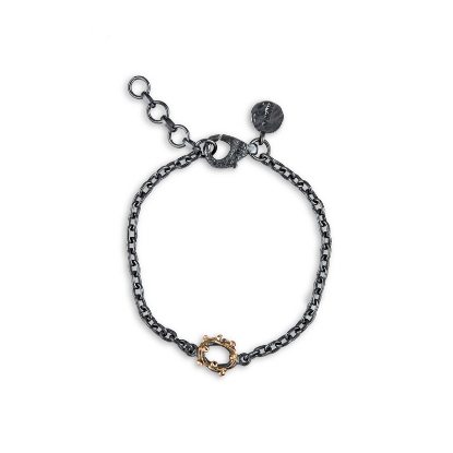 Billede af By Birdie Bracelet-chain Zeus armbånd sort rhodineret sølv m.14kt. 