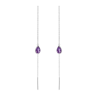 Billede af Susanne Friis Bjørner Ørekæde sølv mini dråbe facet ametyst