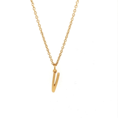 Billede af *Heiring initials vedhæng sølv rhodineret "V"