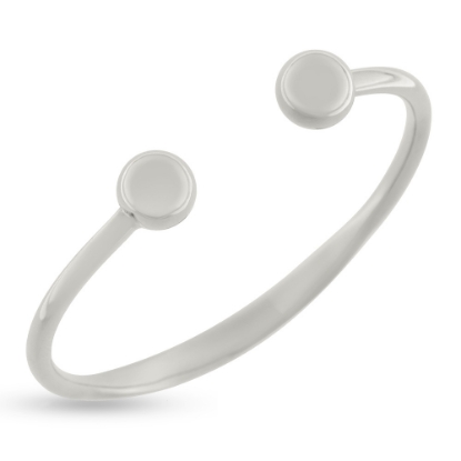 Billede af Armring plade, åbning med 2 kugler 14 kt. hvg.