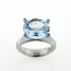 Billede af Ring fattet med akvamarin 14*12 mm. + 4 brill. a 0,015 ct. w/vs. 14 kt.