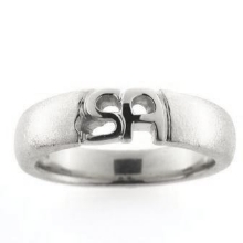 Billede af Herrering udsavet monogram 2 bogstaver 14 kt. hvidguld 585