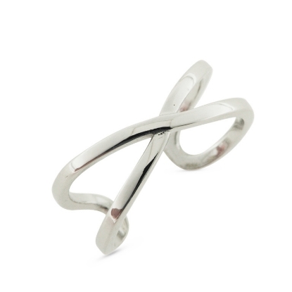 Billede af By Pind ring sølv rhodineret med kryds (str 50)