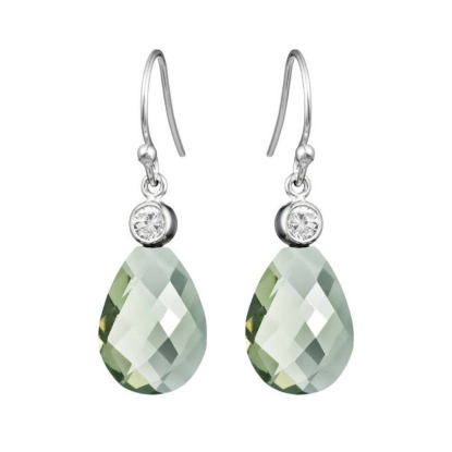 Billede af Susanne Friis Bjørner ørehængere sølv m. grøn kvarts og zirconia