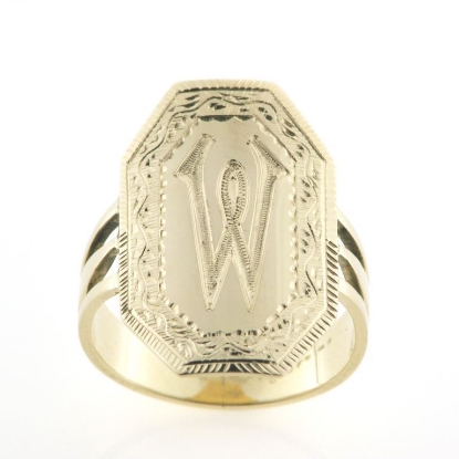 Billede af Ring med plade og håndgraveret monogram 14 kt.
