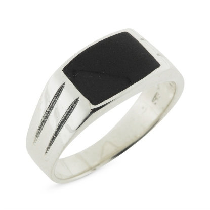 Billede af By Pind herrering m lukket bund sølv m. sort  onyx s 64