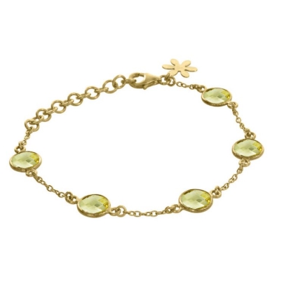 Billede af Susanne Friis Bjørner armbånd sølv forgyldt m. lemon kvarts (17 - 21cm)