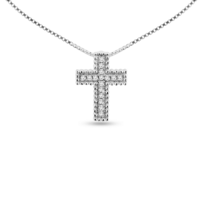 Billede af Classic by Pind Halskæde sølv rhd. m. kors syn.zir  kæde venezia