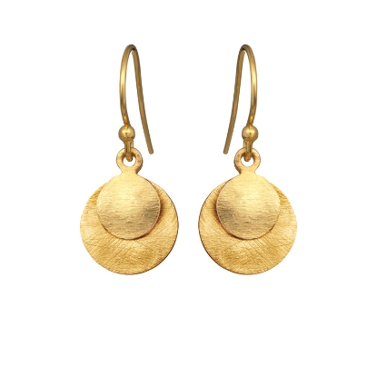 Billede af Susanne Friis Bjørner Ørering sølv forgyldt to mønter 8 og 12 mm begge i sølv forgyldt