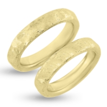 Billede af Vielses & Forlovelses ringe Rustik overflade14 kt.