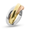 Billede af Ring 3 i en, gult, rødt & hvidt guld, bred. 3,2 mm., tyk. 1,1 mm. 18 kt.