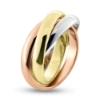 Billede af Ring 3 i en, gult, rødt & hvidt guld, bred. 3,2 mm., tyk. 1,1 mm. 18 kt.