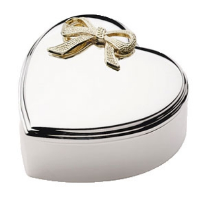 Billede af Smykkeskrin m/guldsløjfe forkromet 8x8cm