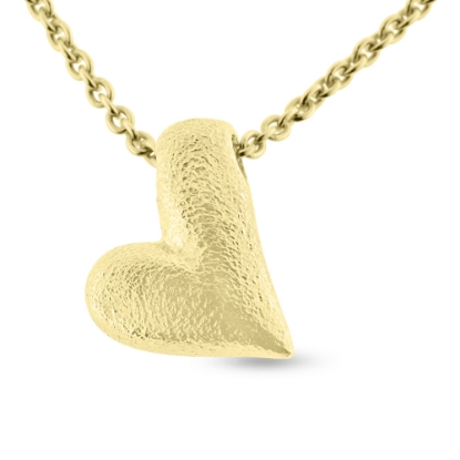 Billede af Vedhæng hjerte, blankt massivt med hul til kæde (16*18 mm.) 925s forgyldt .overflade grov sand