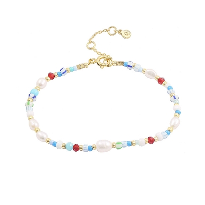 Billede af Hultquist Zoe Armbånd sølv forgyldt med miyuki og ferskvandsperler 16+3cm