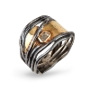 Billede af By Birdie Hubble Gold ring sort rhodineret sølv m.14kt guldpynt og m. 1 x 0,10 ct diamant str. 57