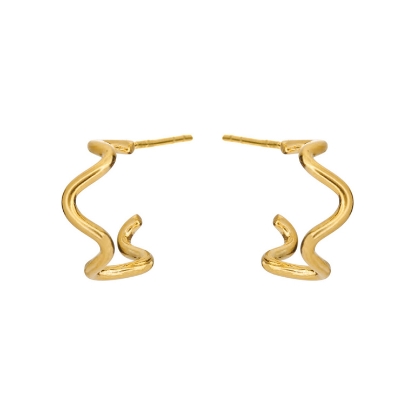 Billede af Susanne Friis Bjørner Creol sølv forgyldt blank bølget 10 mm