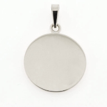 Billede af Vedhæng "tag" rund plade 10 mm. signet med øsken og kontra øsken 14 kt. hvg.