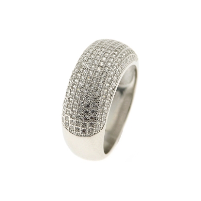 Billede af By Pind ring sølv rhodineret båndring med zirkoniasten (str 52-56)