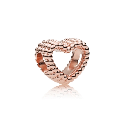 Billede af Pandora Beaded Heart charm rosaforgyldt hjerte